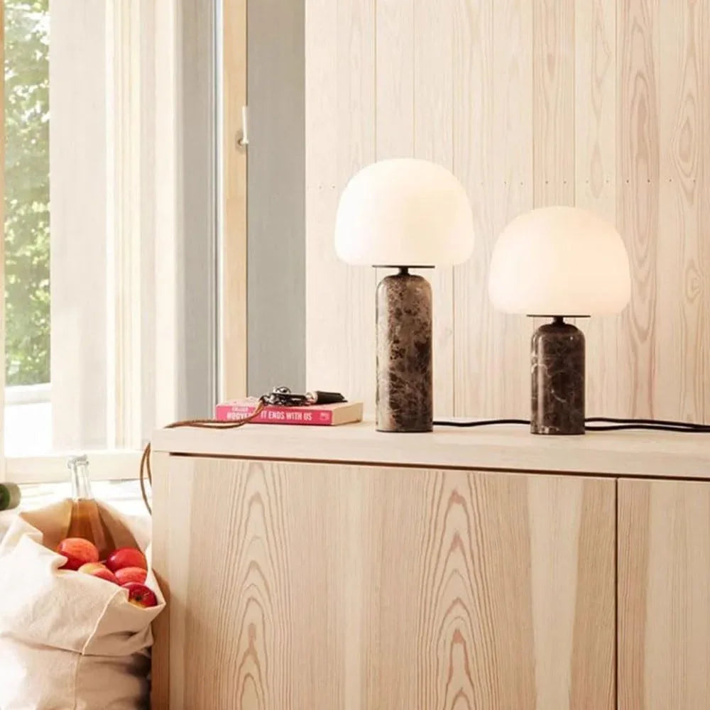 Audara-Natural Marble Desk Light Warm White Shade Bedroom Bedside Desk Lamp H13” Dormitory Office Restaurant Decoration Table Lamp Hotel Room Bar Lighting Fixture