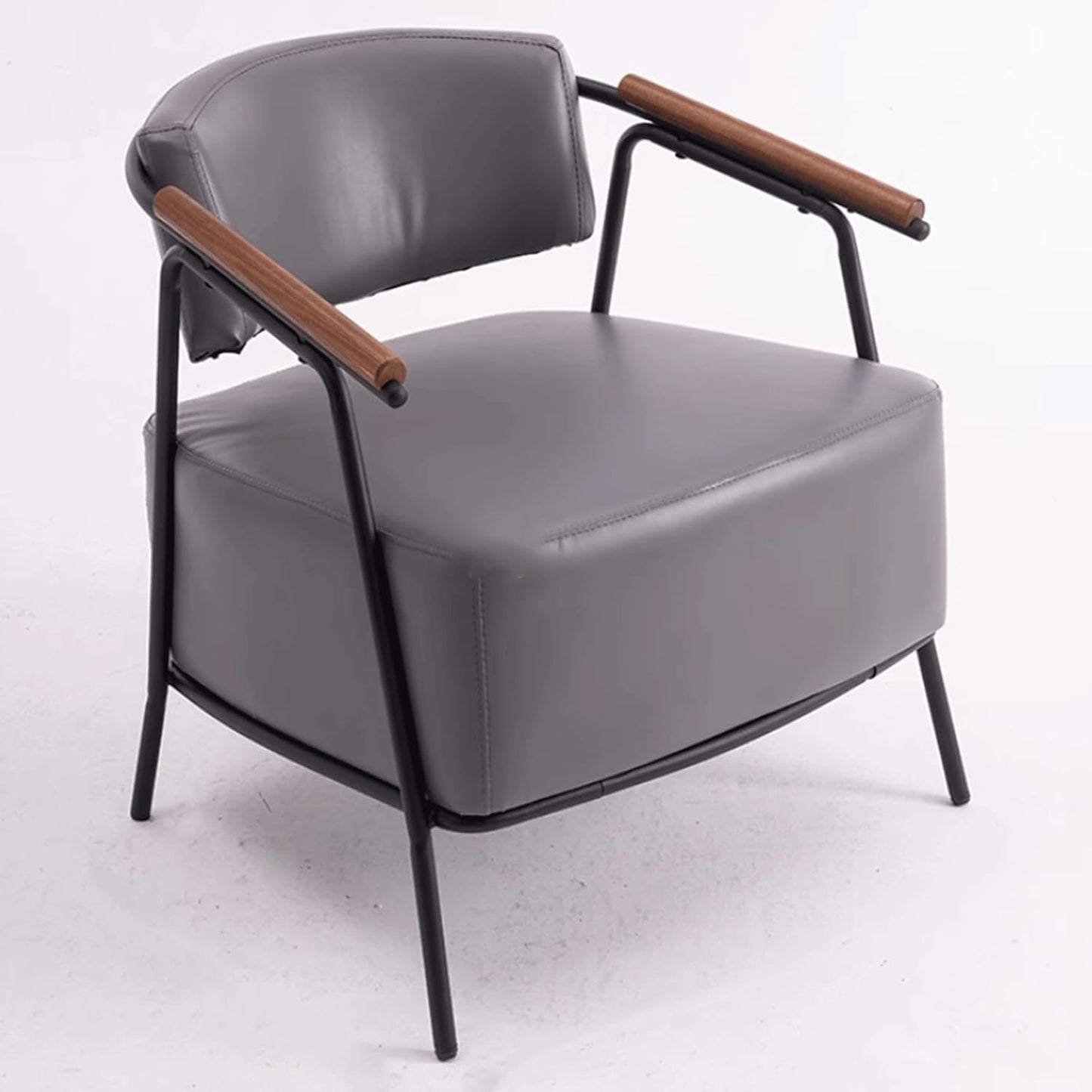 Audara-28 inch Casual Armchair Sofa Chair, Brown Leather Decorative Chair, Retro Style Sofa, Carbon Steel Chair Legs, Suitable for Living Room, Bedroom, Dining Room.