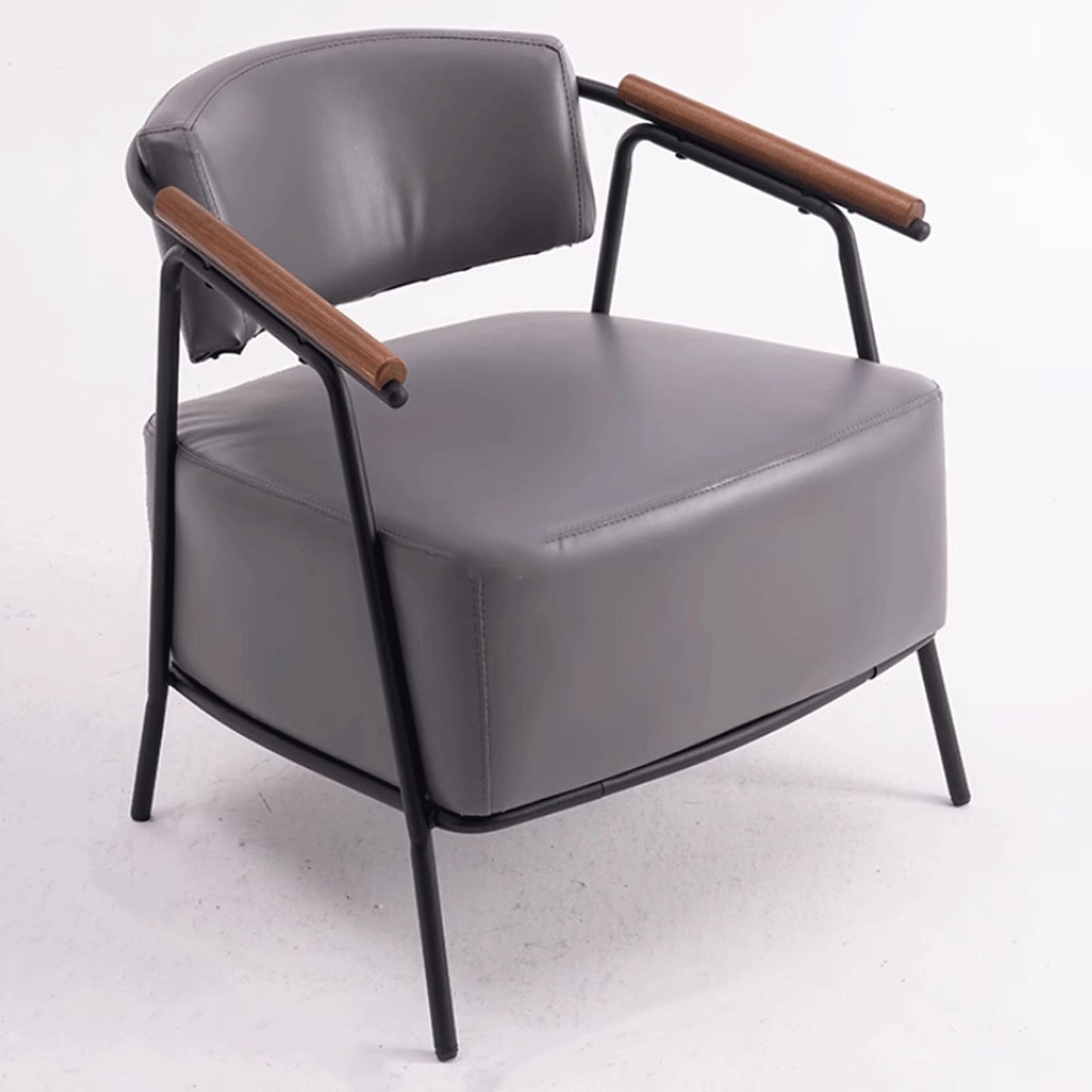 Audara-28 inch Casual Armchair Sofa Chair, Brown Leather Decorative Chair, Retro Style Sofa, Carbon Steel Chair Legs, Suitable for Living Room, Bedroom, Dining Room.