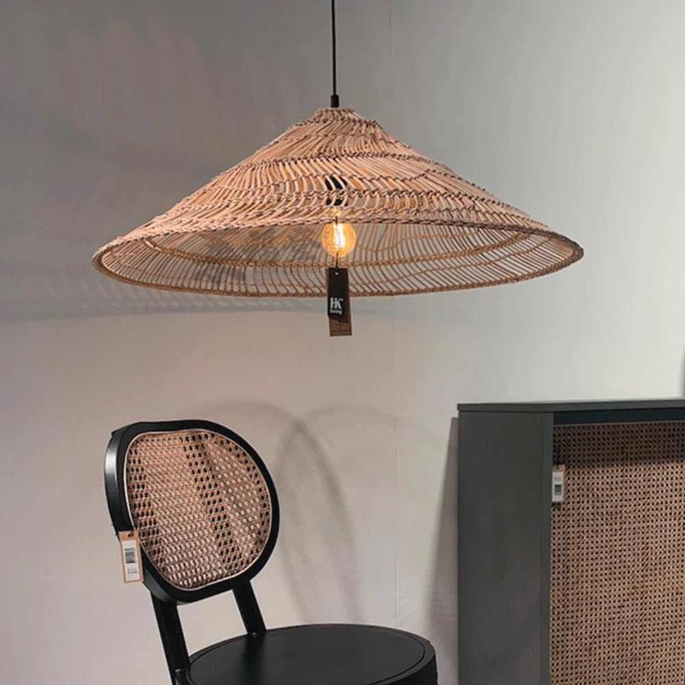 Audara-20-inch Woven Pendant Light Bohemian, Wabi-Sabi, and Multi-Style Ceiling Light Fixture Suitable for Bedrooms, Hotels, Study Rooms, Dining Areas, Entryways, and More Retro Lamp