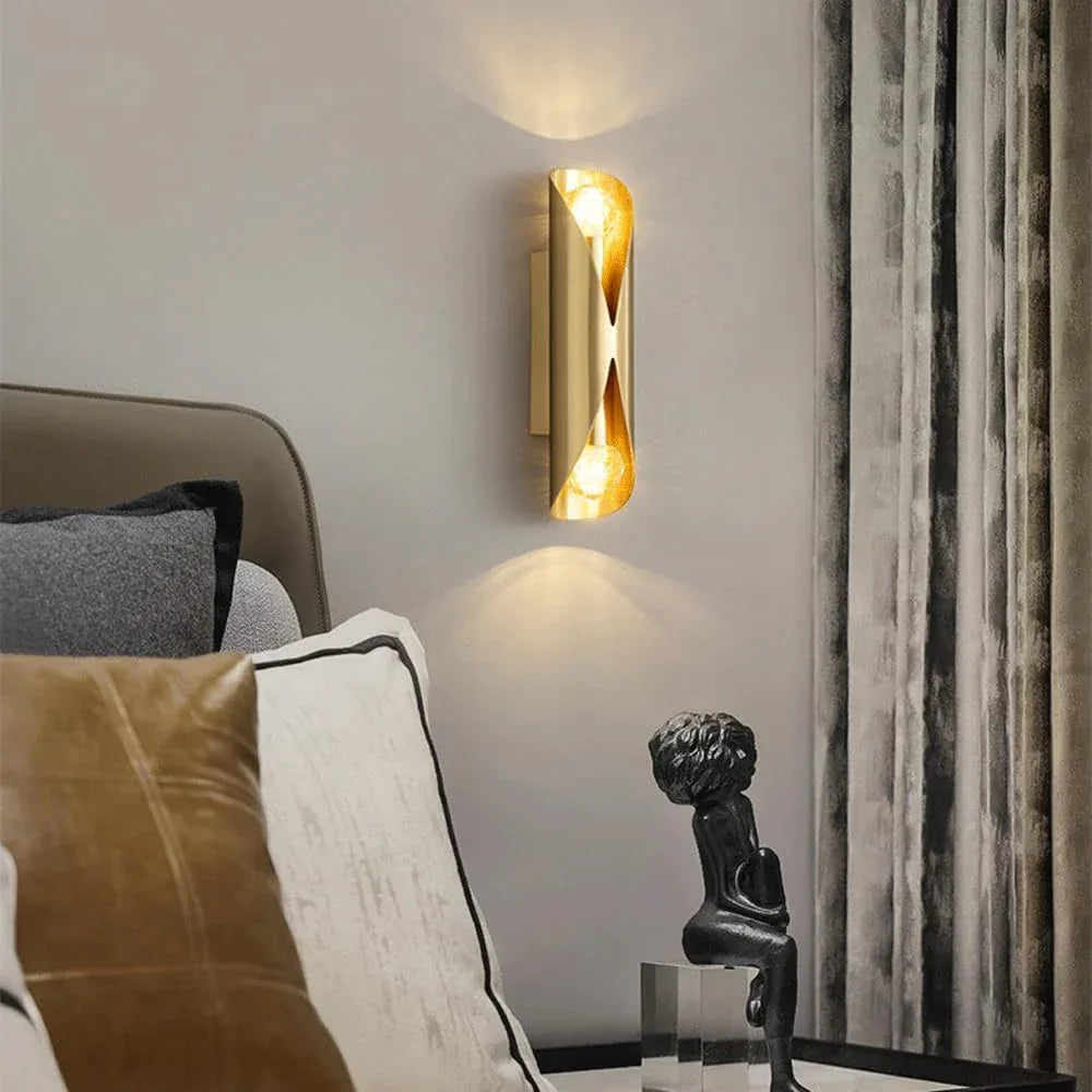 Audara-Post-Modern Light Luxury Wall Lamp Simple Full Copper Wall Lights Bedroom Bedside Living Room Sconces Creative Personality Bar Mounted Lighting Fixture