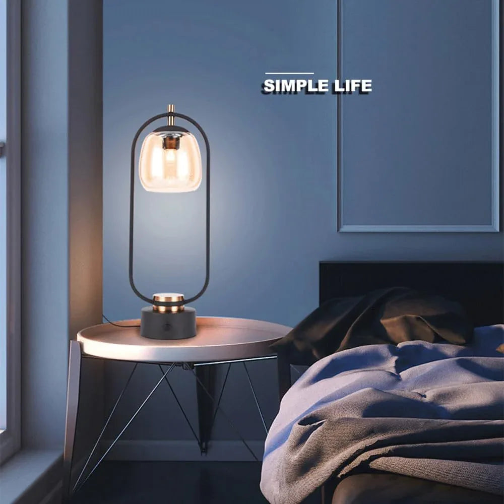Audara-Classic Retro Bedroom Bedside Read Desk Light Creative Single Head Glass Metal Desk Lamp Living Room Study Work Table Lamp Apartment Hotel Office Model Home Lighting Fixture