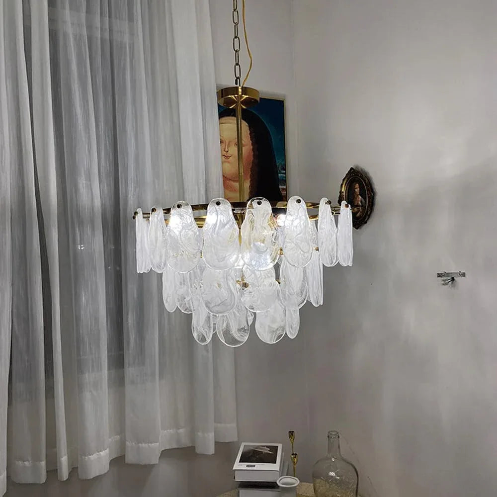 Audara-18-inch Crystal Chandeliers European Modern-Style Chandeliers for Living Rooms, Bedrooms, Studies, Hotels, Kitchen Islands, and Various Commercial Spaces Semi-Flush Mount Chandelier