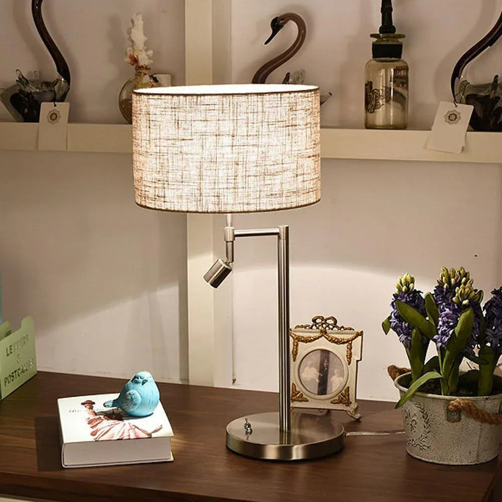 Audara-American Creative Bedroom Bedside Living Room Desk Light Fashion Warm Cloth Metal Desk Lamp Warehouse Study Office Table Lamp Coffee Shop Restaurant Decoration Lighting Fixture
