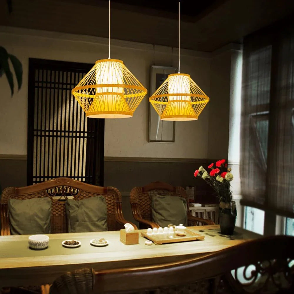 Audara-16-inch Boho Light Fixtures Ceiling Woven Pendant Light Crafted from Rattan and Faux Leather Fabric Suitable for Bedrooms, Hotels, Studies, and Various Spaces Pendant Chandelier