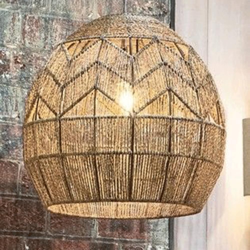 Audara-16-inch Woven Pendant Light Metal Frame Paired With Jute Rope Rustic Yet Sophisticated Appearance Retro Without Appearing Old-fashioned Bohemian, Wabi-sabi, Tropical—a Multi-style Ceiling Light