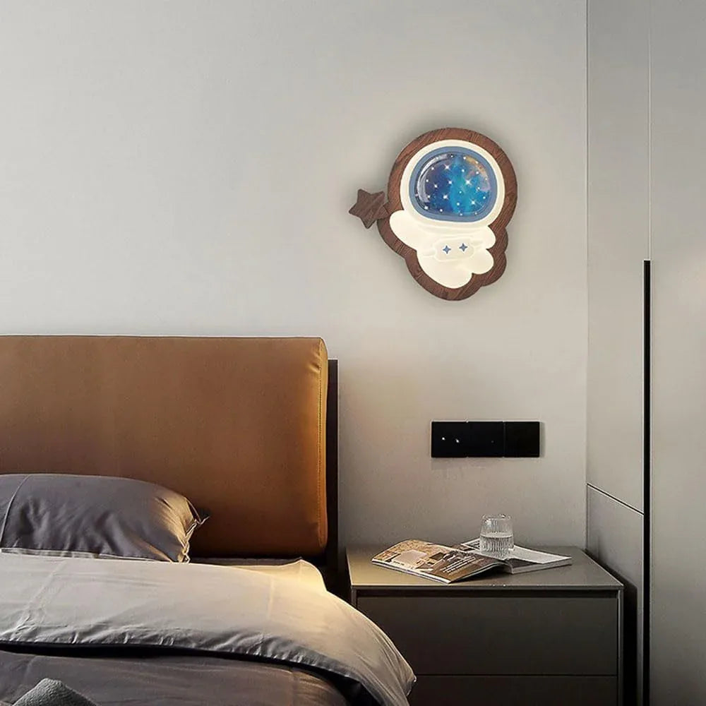 Audara-Antique Cream Style Eye Care Solid Wood Wall Lamp Creative Spaceman Bedroom Bedside Wall Lights 11.41in Study Hallway Aisle Wall Sconces Suitable For Mother And Baby Workshop Hotel Lighting Fixture
