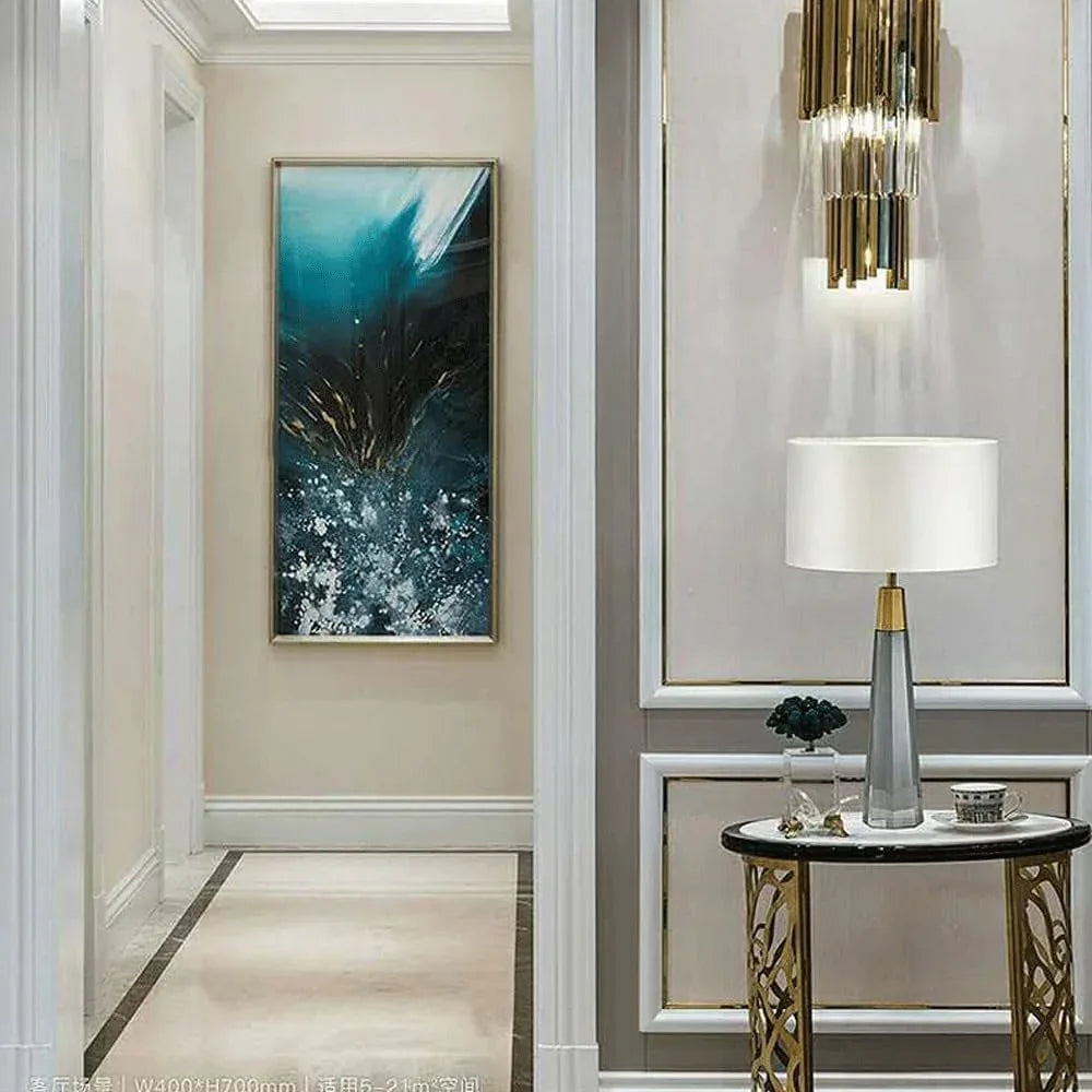 Audara-Postmodern Luxury Living Room Hotel Front Desk Light Simple White Fabric Crystal Desk Lamp Personalised Sample Room Sofa Corner Table Lamp Mall Club Decoration Lighting Fixture