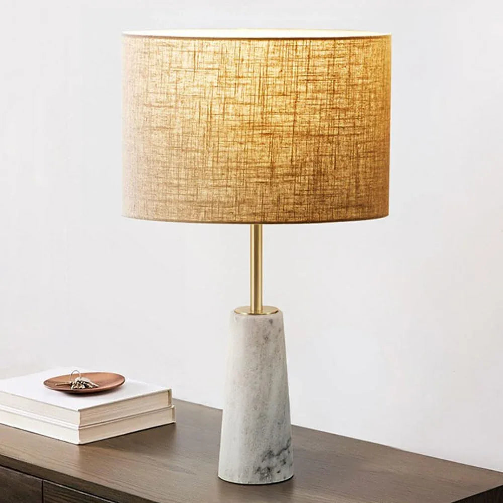 Audara-Scandinavian Luxury Living Room Bedroom Bedside Desk Light American Style Warmth Fabric Stone Desk Lamp Office Apartment Farmhouse B&B Table Lamp Model House Club Restaurant Lighting Fixture