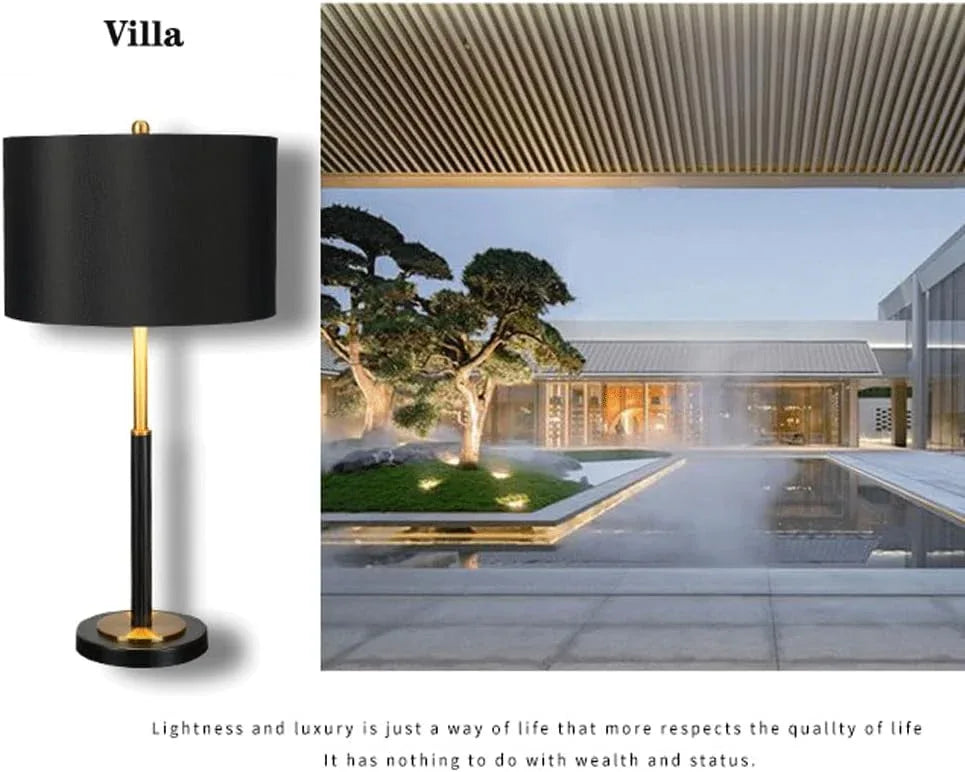 Audara-Luxury Postmodern Study Bedroom Desk Light Simple Living Room Sofa Beside Bedside Desk Lamp Fashion Black Cylinder Fabric Table Lamp Hotel Front Desk Coffee Shop B&B Lighting Fixture