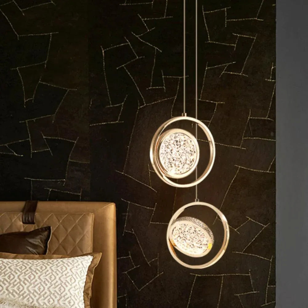 Audara-Crystal Pendant Light, A Modern and Understated Luxury Style 9in*2 Pendant Lamp, Suitable for Various Lighting Scenarios Such As Bedrooms, Dining Rooms, Entryways, and Kitchen Islands.