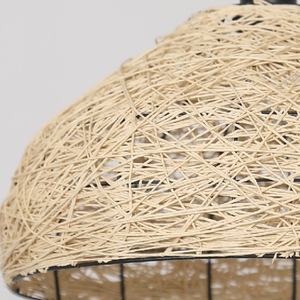 Audara-16in Woven Rattan Pendant Light Bohemian & Wabi-Sabi Style Multi-Functional Ceiling Light Fixture Suitable for Bedrooms, Hotels, Study Rooms, Dining Areas, Entryways, and More Retro Lamp