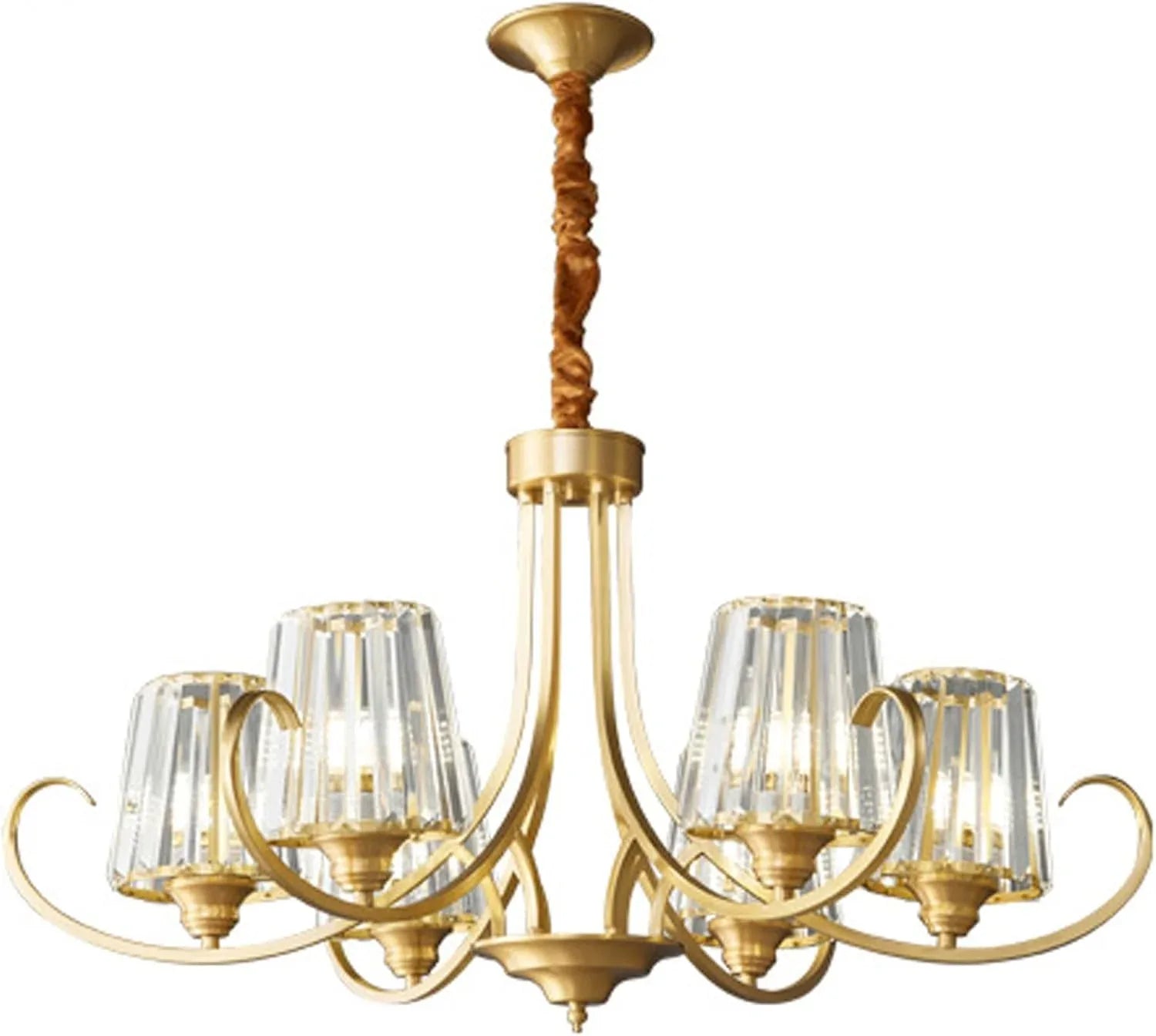 Audara-32-inch Crystal Chandeliers with 6 Light Heads European Modern-Style Chandeliers for Living Rooms Suitable for Bedrooms, Studies, Hotels, Kitchens, and Island Ceiling Lights Brass Chandelier