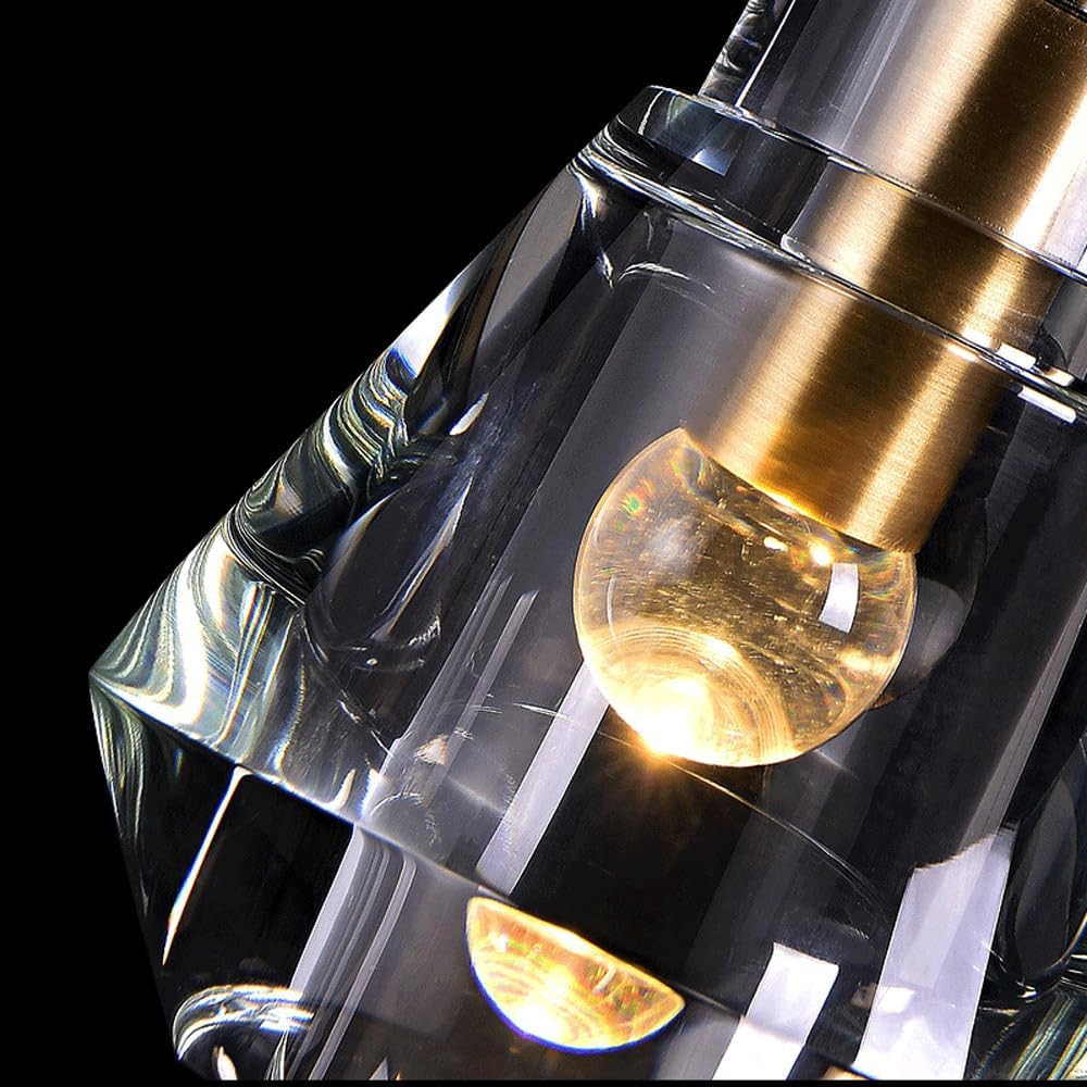 Audara-5-inch Modern Minimalist Crystal Pendant Light Cone Mini Glass Chandelier, Suitable for Various Spaces Such As Bedrooms, Kitchen Islands, Dining Rooms, Hotels, Bars, and Cafes.
