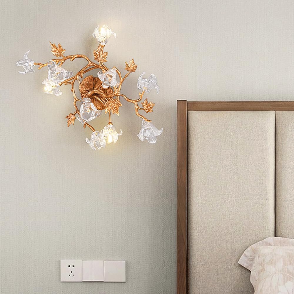 Audara-Postmodern Light Luxury Full Copper Wall Lamp Simple Living Room Background Wall Lights Creative Bedside Lamp Corridor Mounted Luxury Fashion Crystal Lighting Fixture