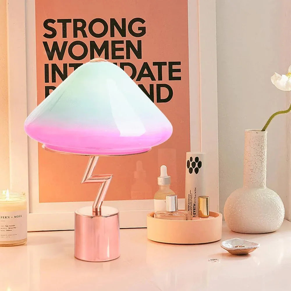 Audara-Creative Warm Mushroom Glass Desk Light French Romantic Bedroom Boys Girls Room Desk Lamp Apartment Study Room Dormitory Table Lamp Office Restaurant Bar Decoration Lighting Fixture