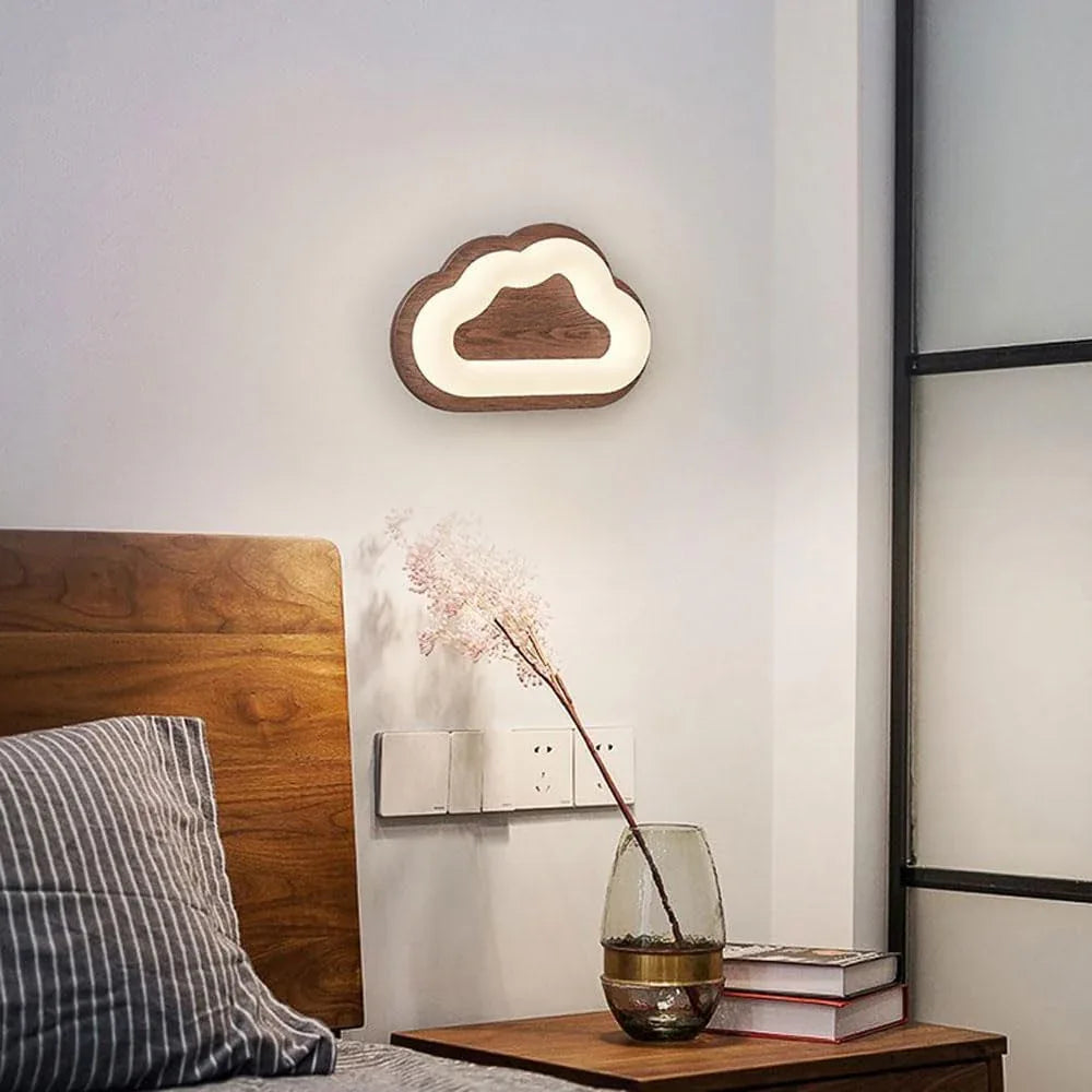 Audara-Modern Creative Solid Wood Wall Lamp Nordic Simple Children's Bedroom Bedside Wall Lights LED Tricolor Full Spectrum Eye Protection Wall Sconces Suitable for Study Hallway Lighting Fixture
