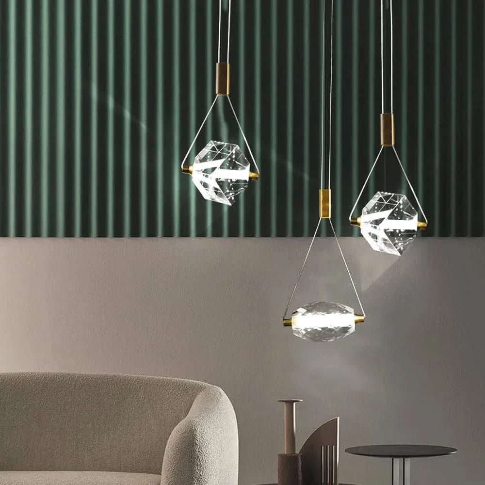 Audara-Small Crystal Pendant Light With Metallic Copper Accents, A Bedroom Bedside Decorative Lamp That Cleverly Blends Minimalist And Bohemian Styles. Suitable For Dining Rooms, Living Rooms, Entrywa