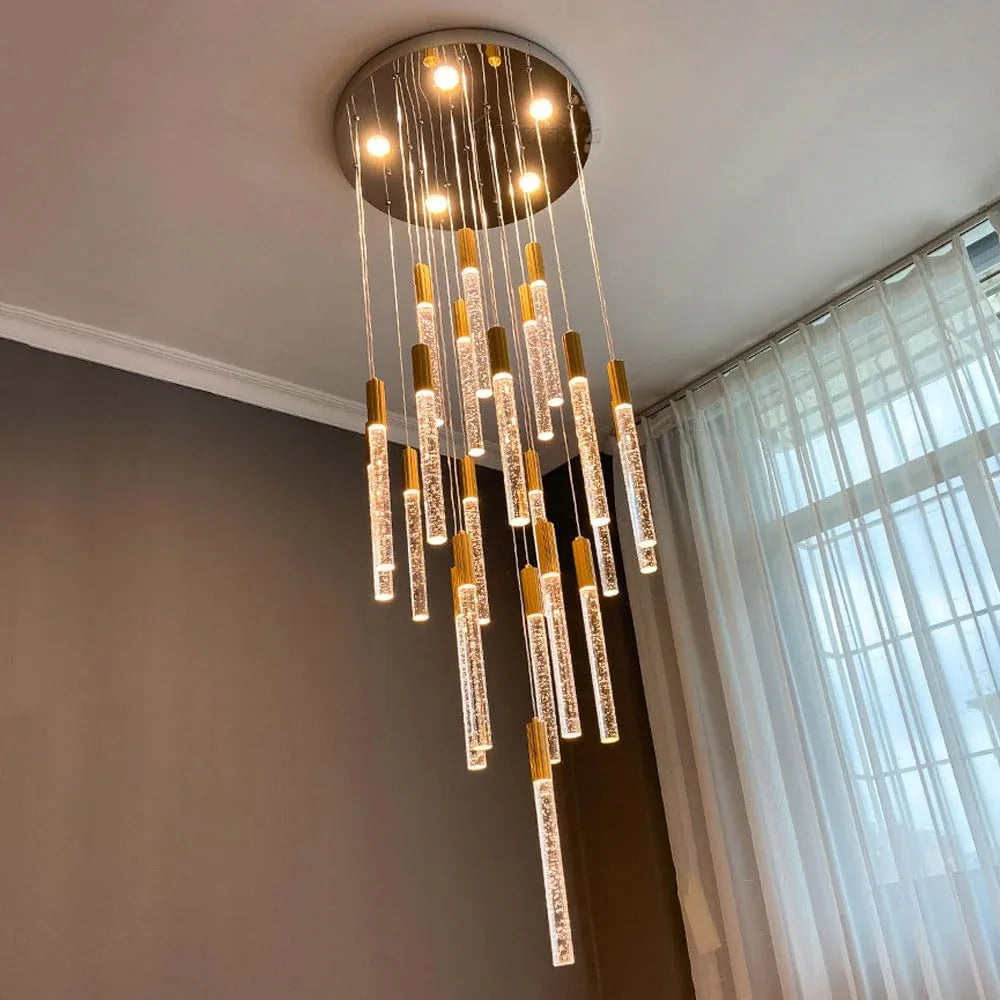 Audara-Luxury Swivel Villa Apartment Pendant Light Multi Light Source Spotlight Crystal Hanging Lamp Mall Hotel Front Desk Chandelier Restaurant Coffee Shop Farmhouse Rustic Lighting Fixture