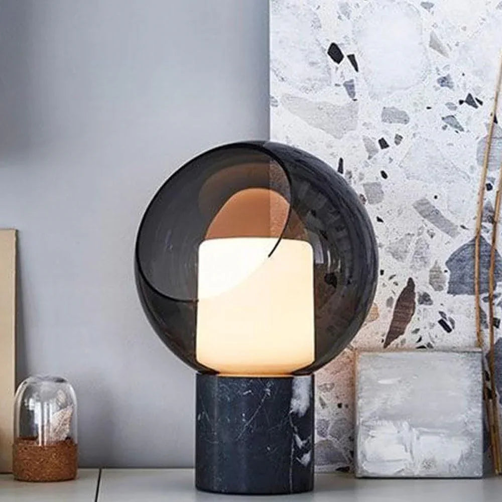 Audara-Simple Luxury Hotel Living Room Sofa Desk Light Postmodern Creative Marble Glass Desk Lamp Villa Restaurant Model House Backdrop Lighting Fixture Study Room Bedroom Table Lamp
