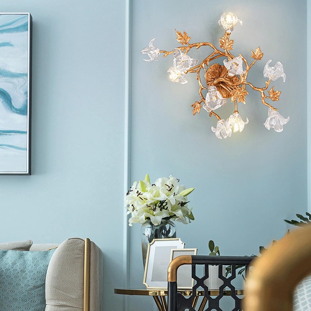 Audara-Postmodern Light Luxury Full Copper Wall Lamp Simple Living Room Background Wall Lights Creative Bedside Lamp Corridor Mounted Luxury Fashion Crystal Lighting Fixture
