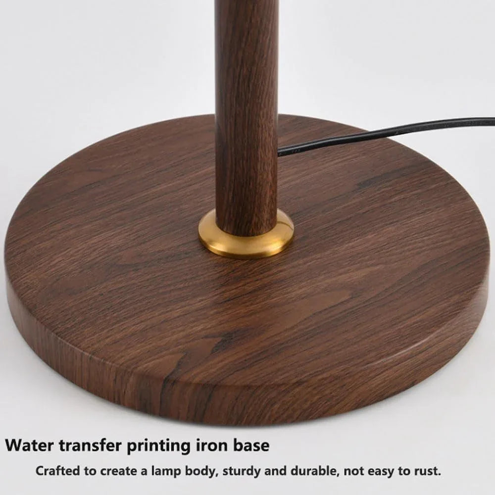 Audara-Retro Elegant Walnut Floor Lamp E26 Remote Control Infinitely Dimmable H62.6’ Fabric Standing Lamp Corridor Sofa Beside Living Room Torchiere Villa Old Castle Decoration Lighting Fixture