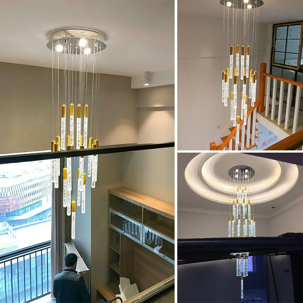 Audara-Luxury Swivel Villa Apartment Pendant Light Multi Light Source Spotlight Crystal Hanging Lamp Mall Hotel Front Desk Chandelier Restaurant Coffee Shop Farmhouse Rustic Lighting Fixture