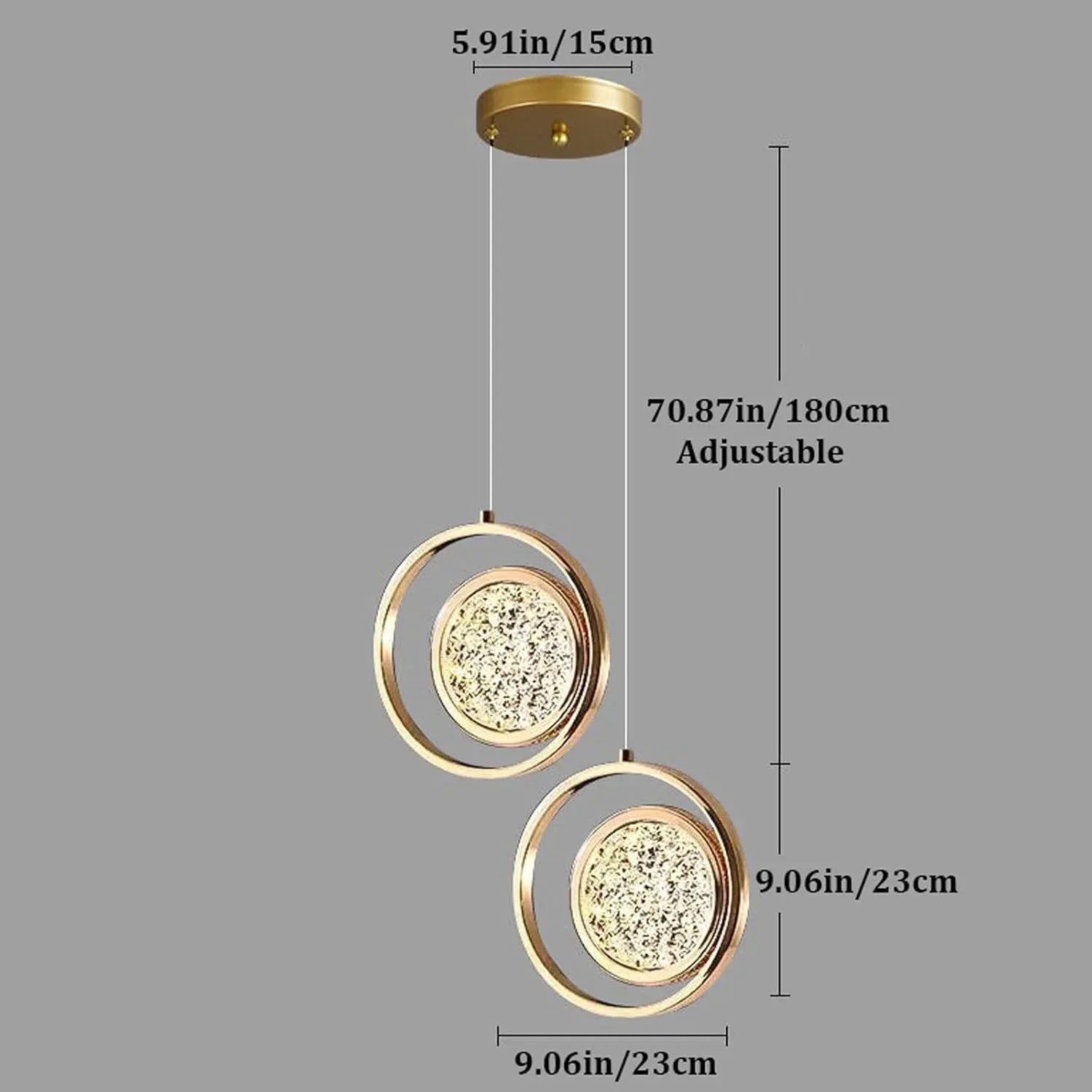 Audara-Crystal Pendant Light, A Modern and Understated Luxury Style 9in*2 Pendant Lamp, Suitable for Various Lighting Scenarios Such As Bedrooms, Dining Rooms, Entryways, and Kitchen Islands.