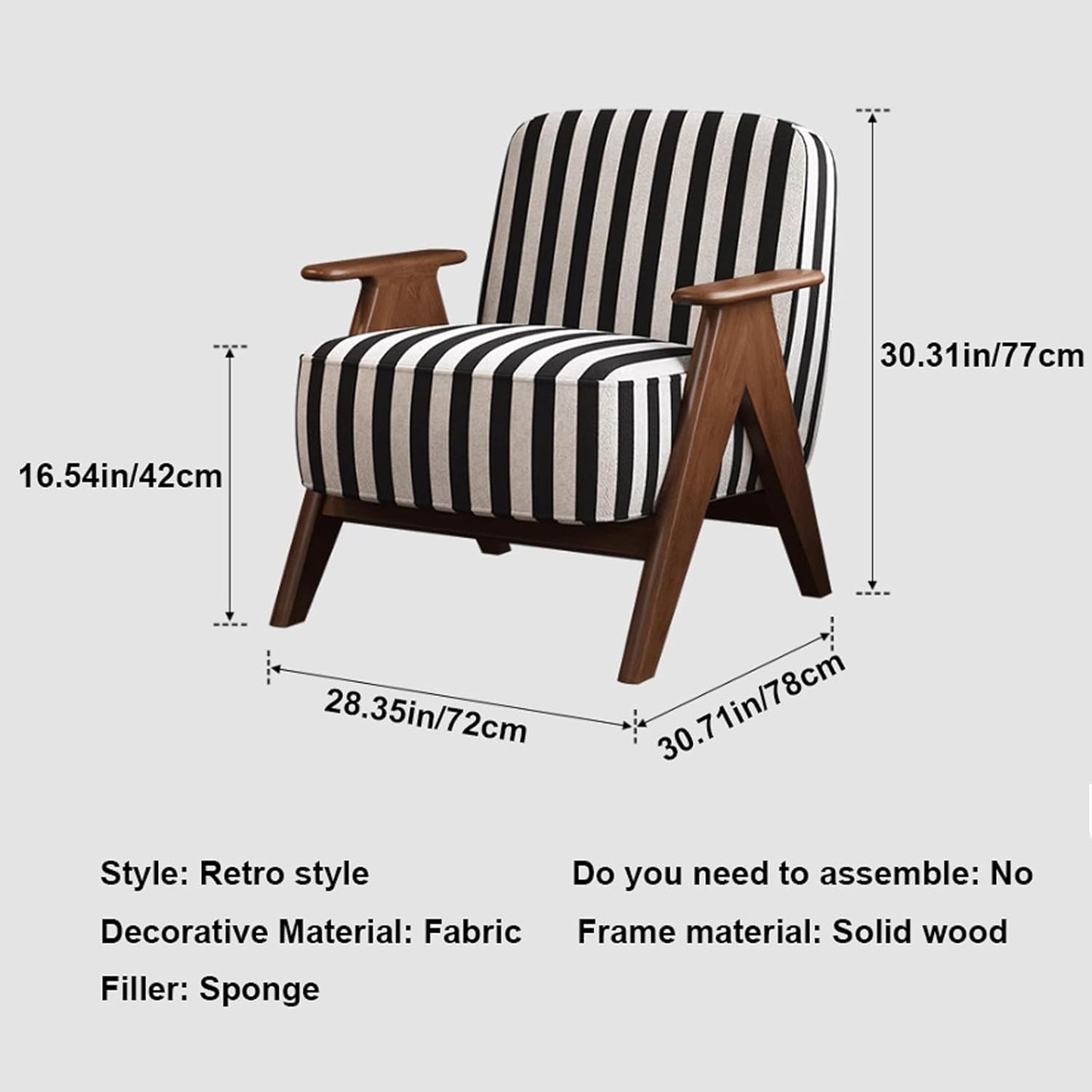 Audara-Deep Blue Soft Cushion Living Room, Casual Arm Chair, 30 Inch Thick Backrest, Single Bench, Spring Cushion Inside, Living Room Furniture Suitable for Balcony, Study Room, Hotel