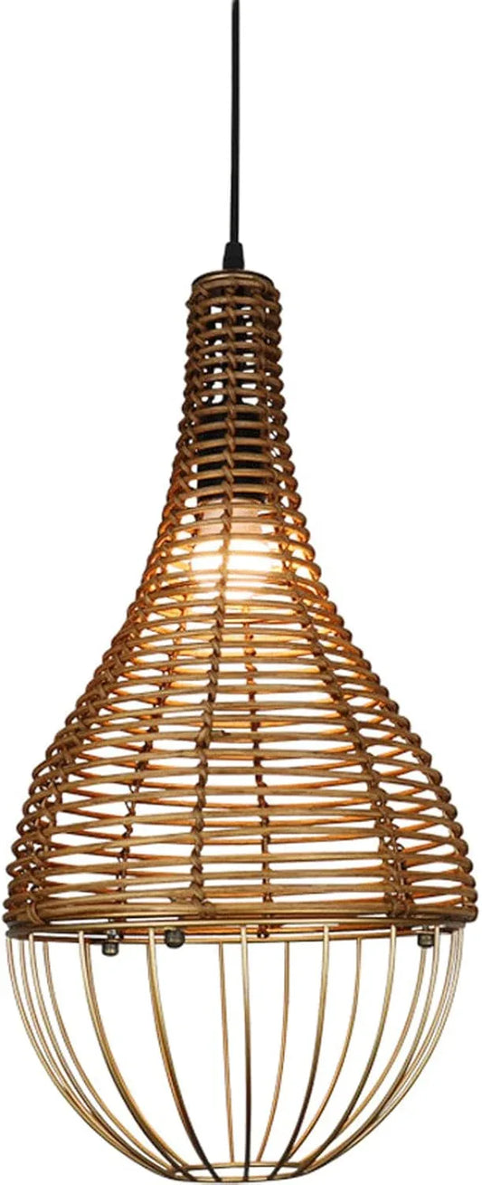 Audara-10-inch Woven Pendant Light Metal Frame Paired with Rattan Material Fresh and Elegant Appearance Retro Without Appearing Old-Fashioned Bohemian, Wabi-sabi, Tropical—a Multi-Style Ceiling Light