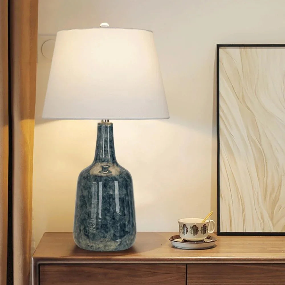 Audara-Luxury Luxury Elegant Study Room Bedroom Bedside Desk Light High-end Fabric Ceramic Desk Lamp Sample Room Living Room Couch Side Villa Table Lamp B&B Club Restaurant Decoration Lighting Fixture