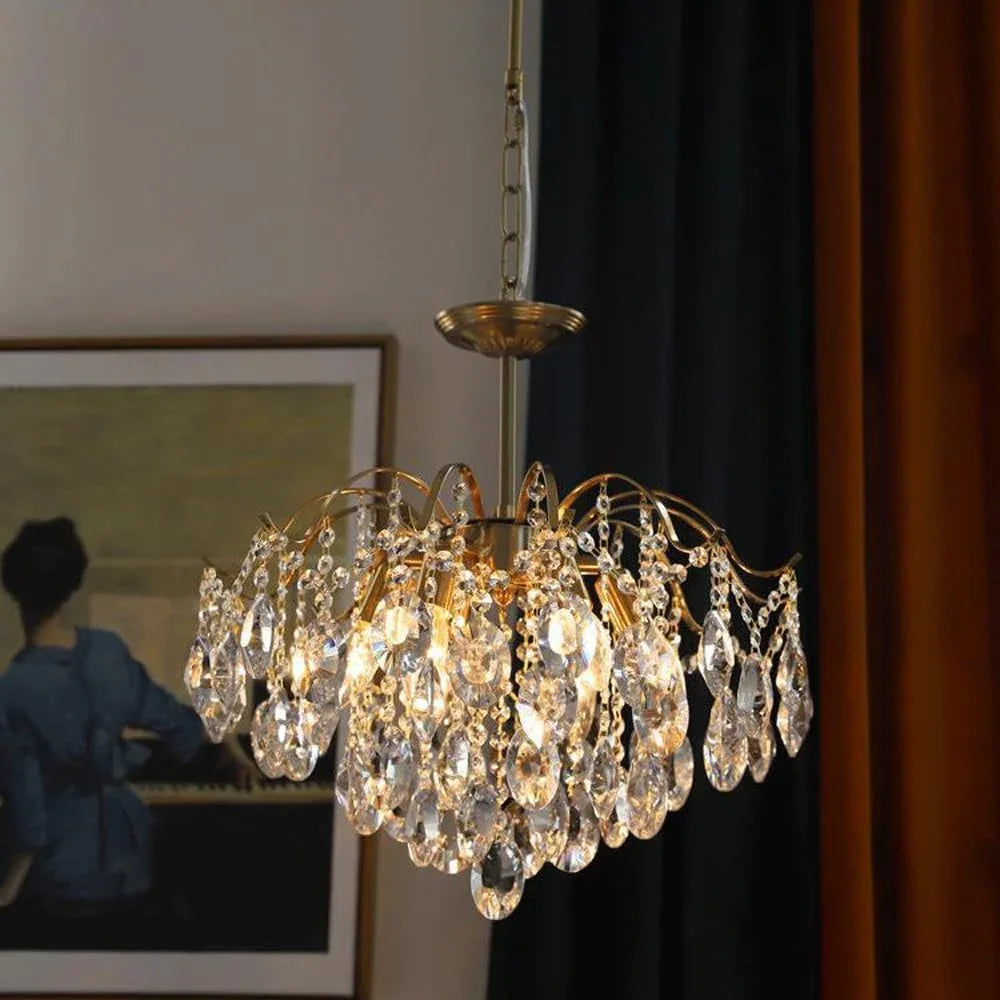 Audara-20-inch Crystal Chandeliers Chandeliers Suitable for Installation in Living Rooms, Bedrooms, Hotels, and Other Spaces Semi-Flush Mount Chandelier for Living Rooms Round Chandelier