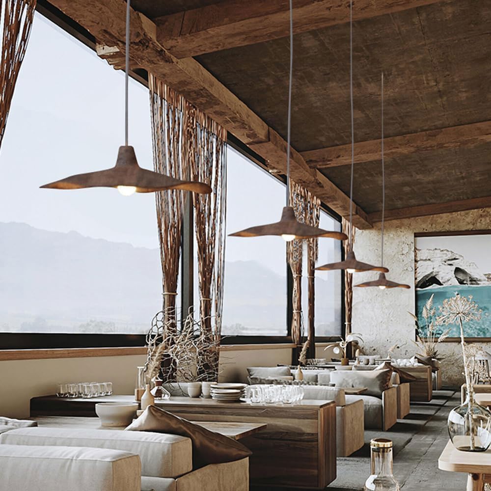 Audara-Wabi-sabi Style New Chinese Style Pendant Light/Zen Tea Room Restaurant Reception Desk Chandeliers/Retro Creative Simple Hanging Lamp/Indoor Bedroom Bedside Resin LightingFixture (E27/26)