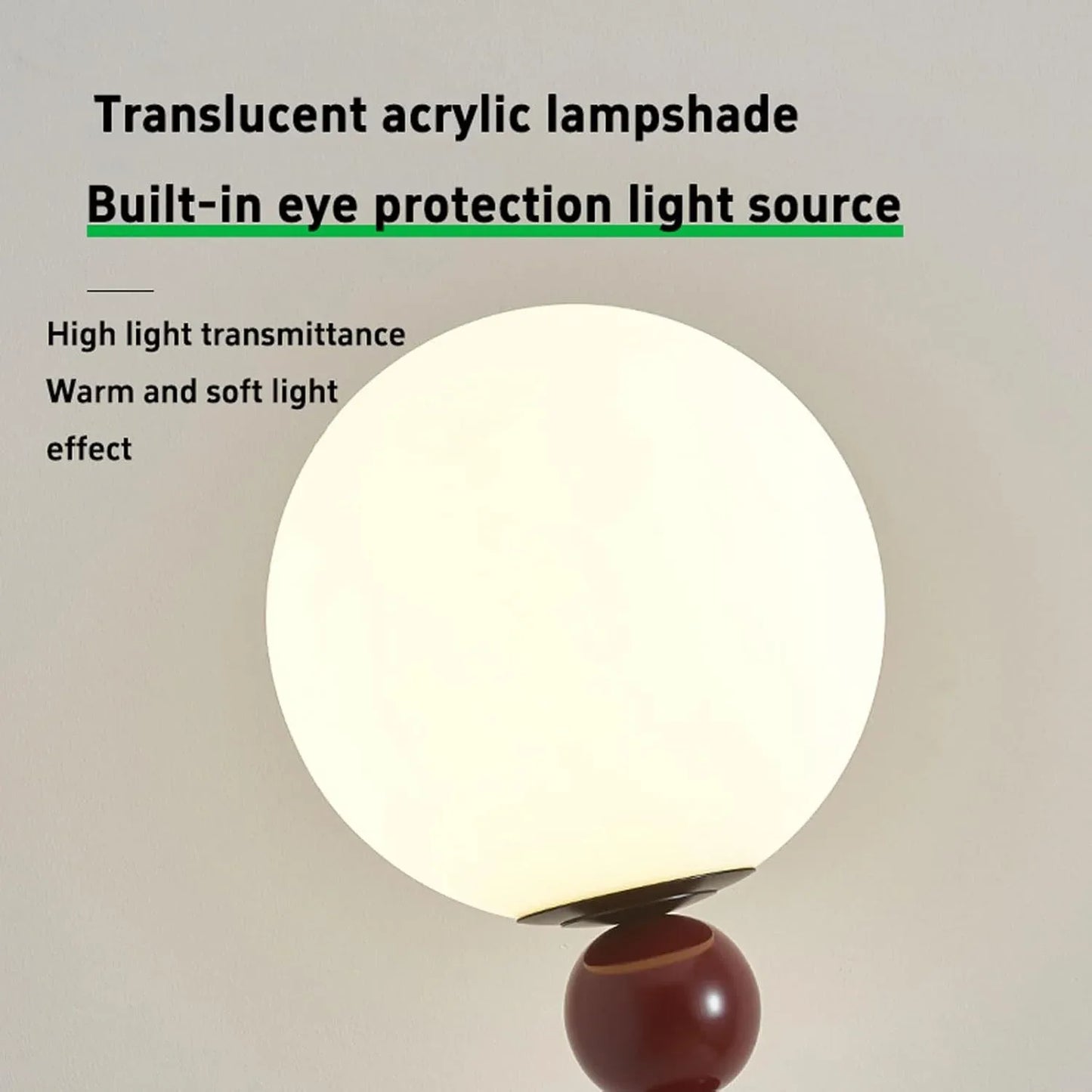 Audara-Scandinavian Minimalist Bedroom Bedside Floor Lamp E26 3 Tone Lighting H63” Living Room Next to Sofa Torchiere White Sphere Acrylic Standing Lamp Villa Club Cafe Lighting Fixture