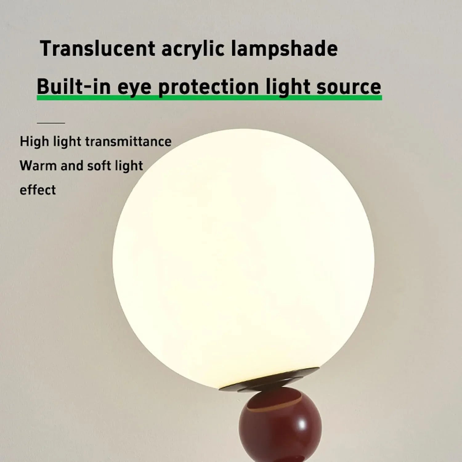 Audara-Scandinavian Minimalist Bedroom Bedside Floor Lamp E26 3 Tone Lighting H63” Living Room Next to Sofa Torchiere White Sphere Acrylic Standing Lamp Villa Club Cafe Lighting Fixture