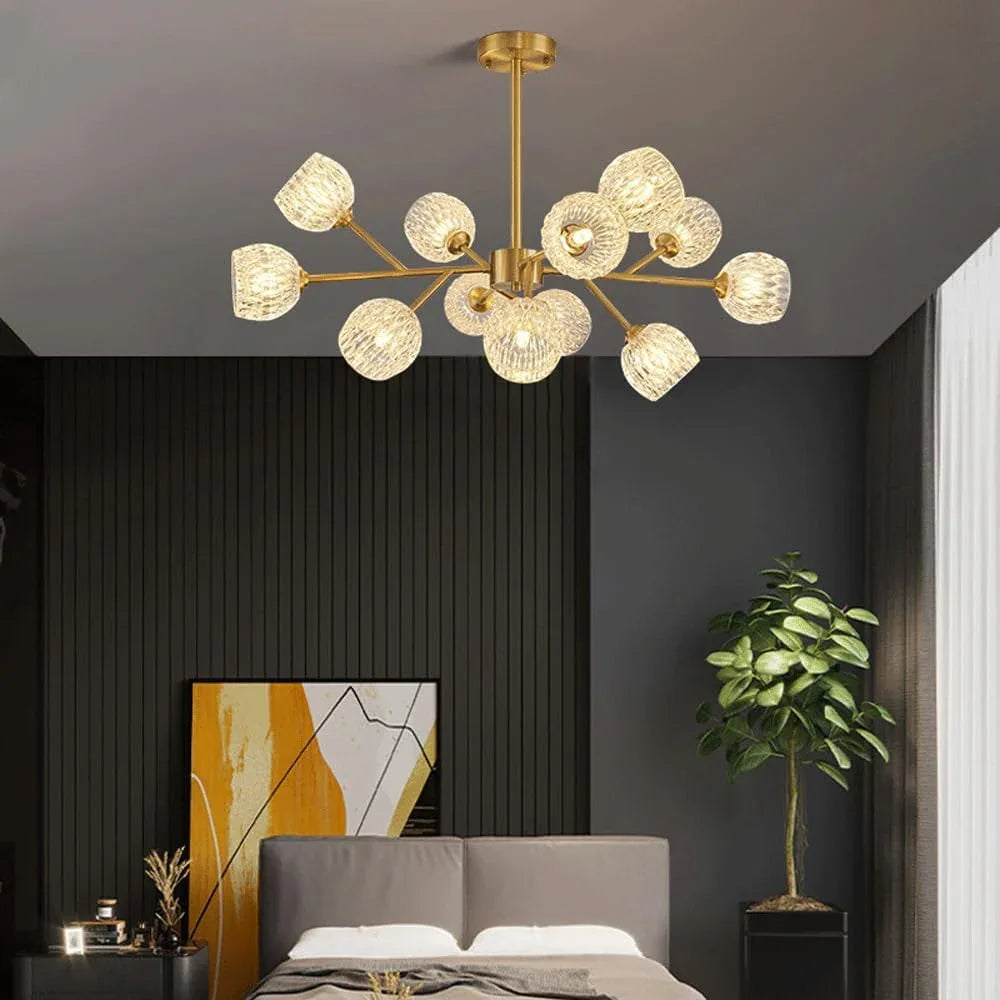 Audara-32-inch Crystal Chandeliers European Modern-Style Chandeliers for Living Rooms, Bedrooms, Studies, Hotels, and Kitchen Islands Ceiling Light Glass Chandelier