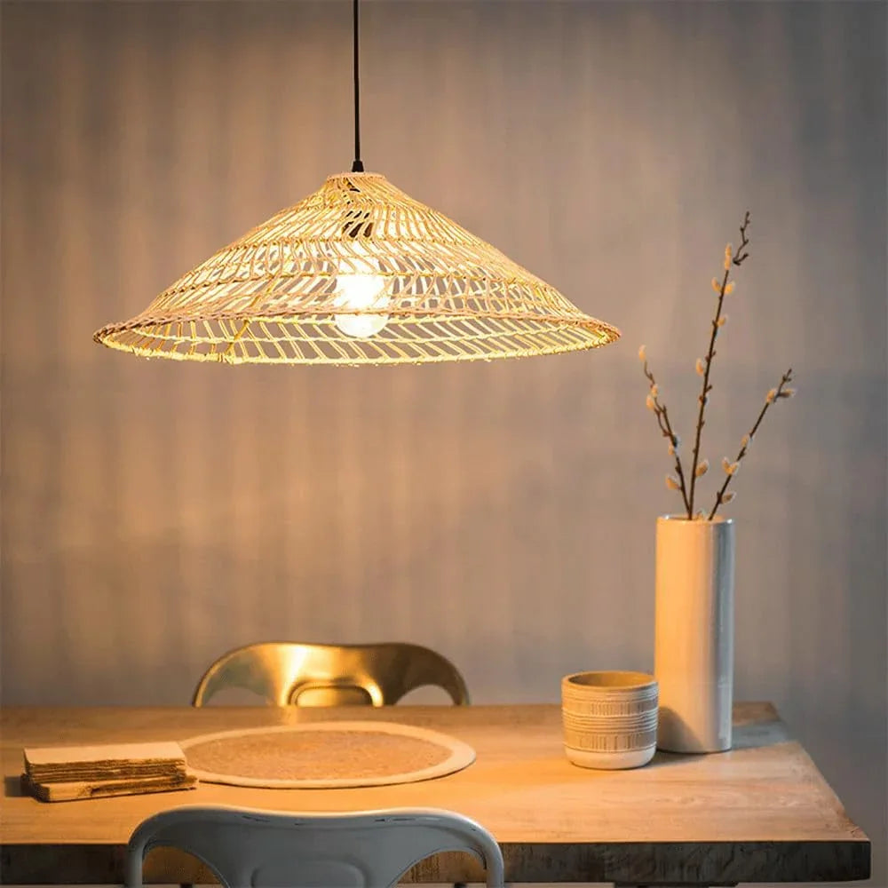 Audara-20-inch Woven Pendant Light Bohemian, Wabi-Sabi, and Multi-Style Ceiling Light Fixture Suitable for Bedrooms, Hotels, Study Rooms, Dining Areas, Entryways, and More Retro Lamp