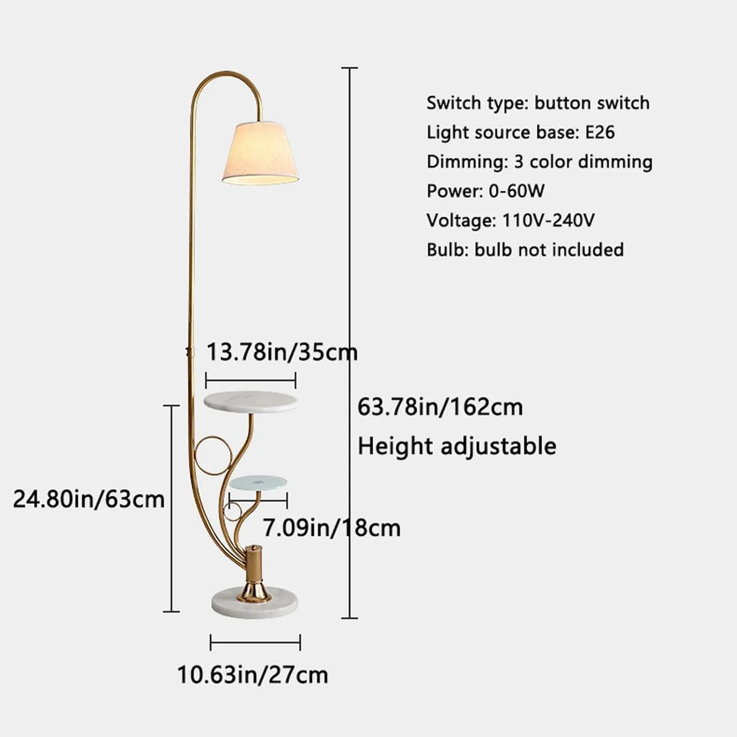Audara-Light Luxury Double Coffee Table Bedroom Living Room Floor Lamp Elegant Creative Study Room Office Sofa Beside Standing Lamp H63.7” 3 Color Tone Linen Metal Torchiere Hotel Mall Lighting Fixture