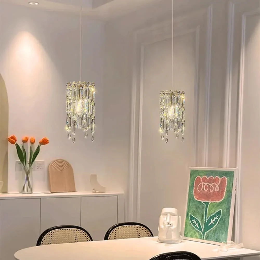 Audara-Minimalist Bohemian Style 6-inch Crystal Pendant Light, Suitable for Various Scenarios Such As Bedrooms, Hotels, Studies, Bedside Rooms, Kitchen Islands, and Entryways.