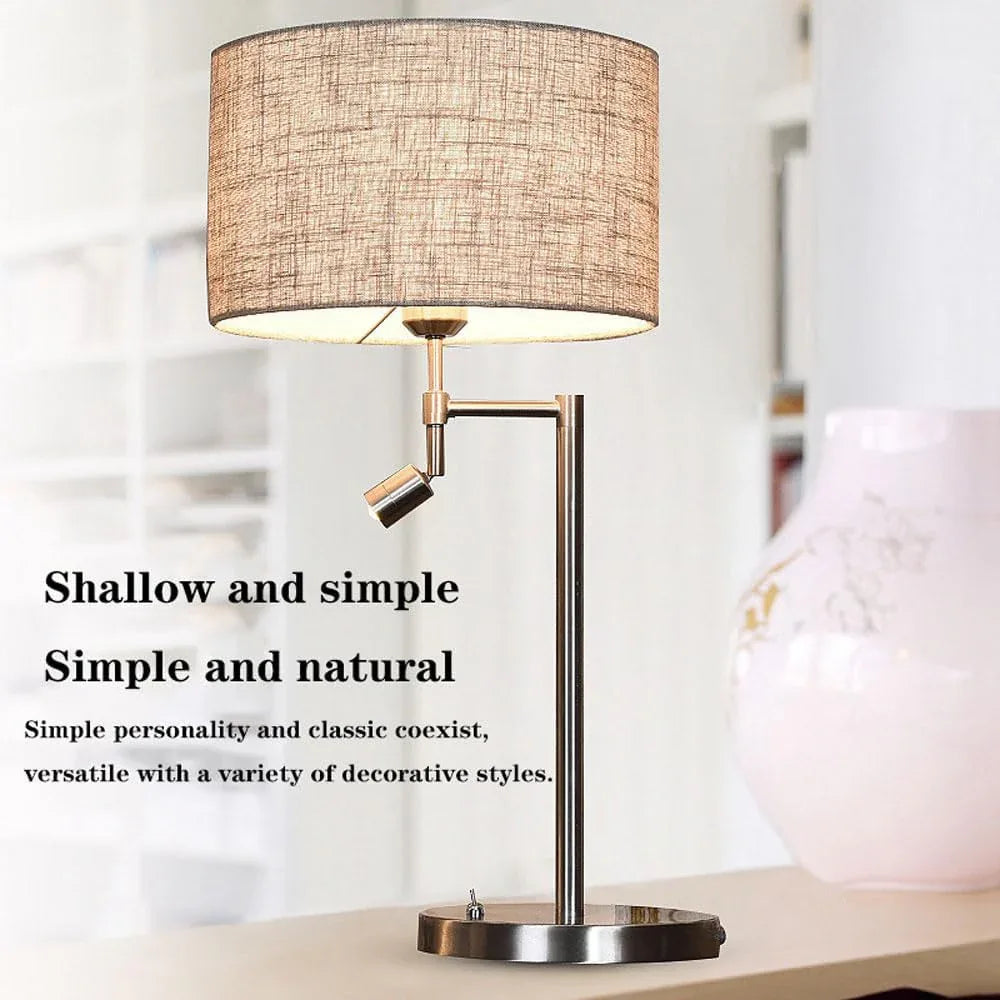 Audara-American Creative Bedroom Bedside Living Room Desk Light Fashion Warm Cloth Metal Desk Lamp Warehouse Study Office Table Lamp Coffee Shop Restaurant Decoration Lighting Fixture