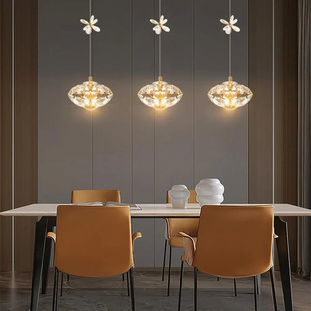 Audara-Crystal Pendant Light, 7.5in. Creative Mini Pendant Lights. Suitable for Modern, Minimalist, Bohemian, and European Styles. Ideal for Bedrooms, Hotel Kitchens, Islands, Entryways, Etc.