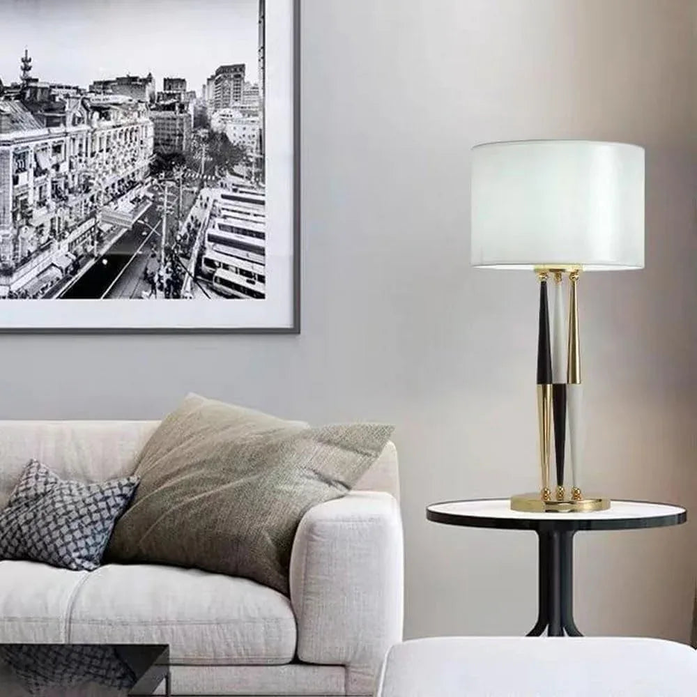 Audara-Postmodern Designer Model Living Room Bedroom Bedside Desk Light Simple Fashion Fabric Metal Desk Lamp B&B Restaurant Coffee Shop Mall Front Desk Lighting Fixture Tea House Study Room Table Lamp