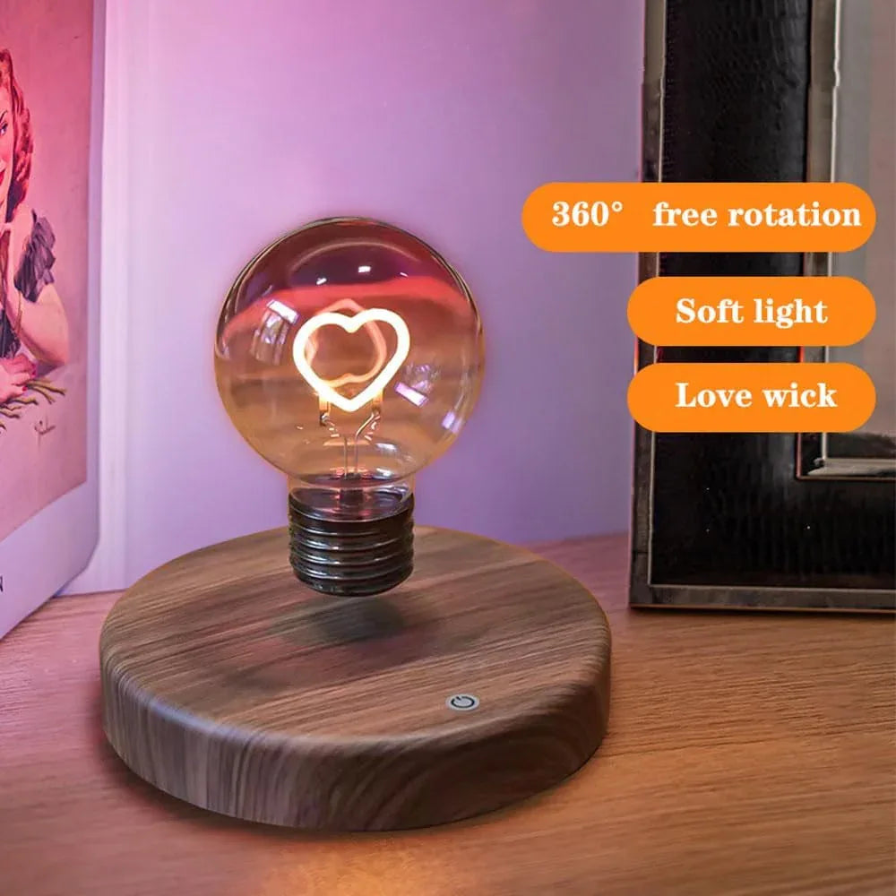 Audara-Luxury Bedroom Love Heart Shape Levitation Light Bulb Small Desk Light Business Gift Ambience Boys Girls Bedroom Study Desk Lamp Living Room Bar Office Table Lamp Cafe Decoration Lighting Fixture