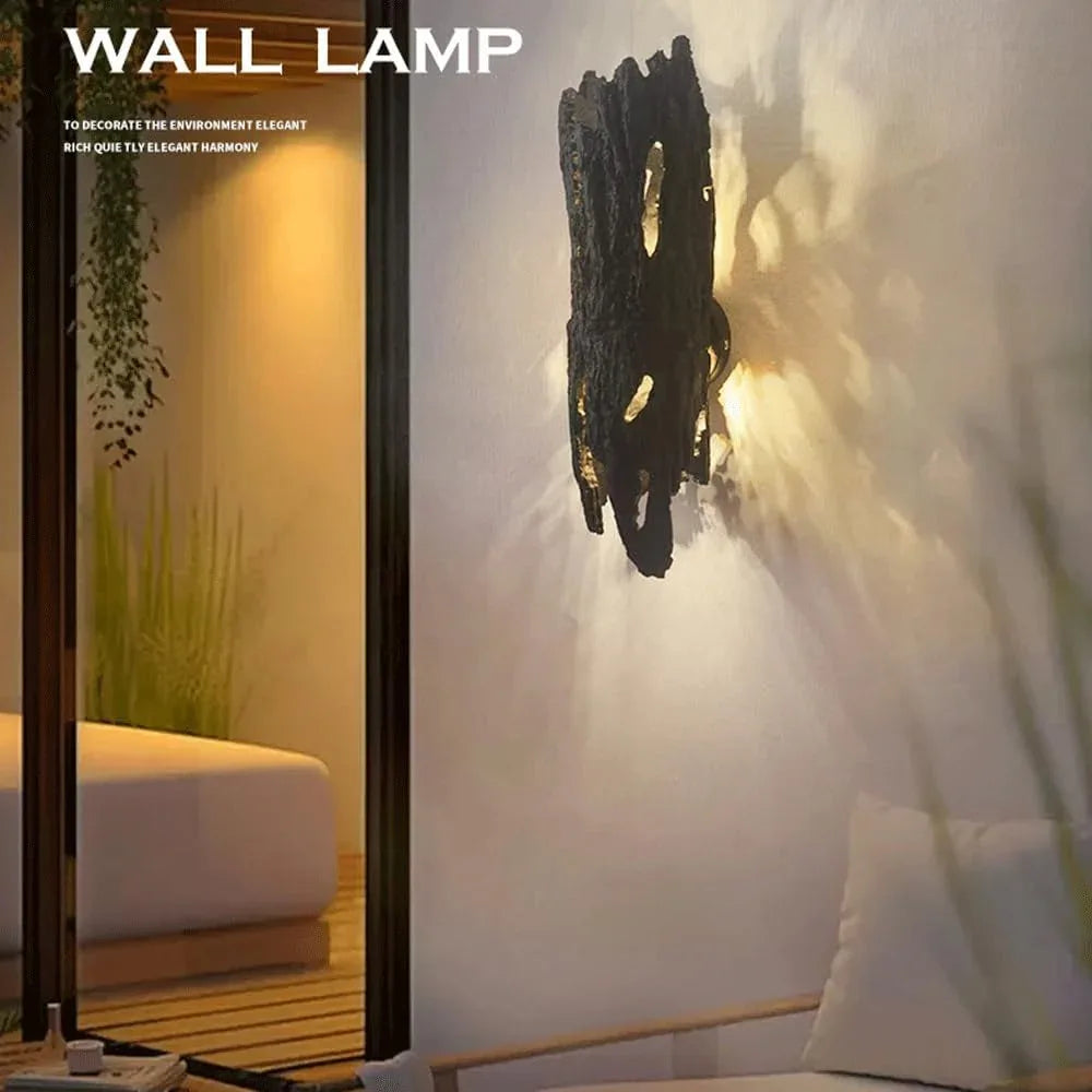 Audara-Faux Natural Resin Wall Lamp Bedroom Bedside Decorative Wall Lights Japanese Wabi-sabi Style Art Sconces Living Room B&B LED Mounted Lighting Fixture