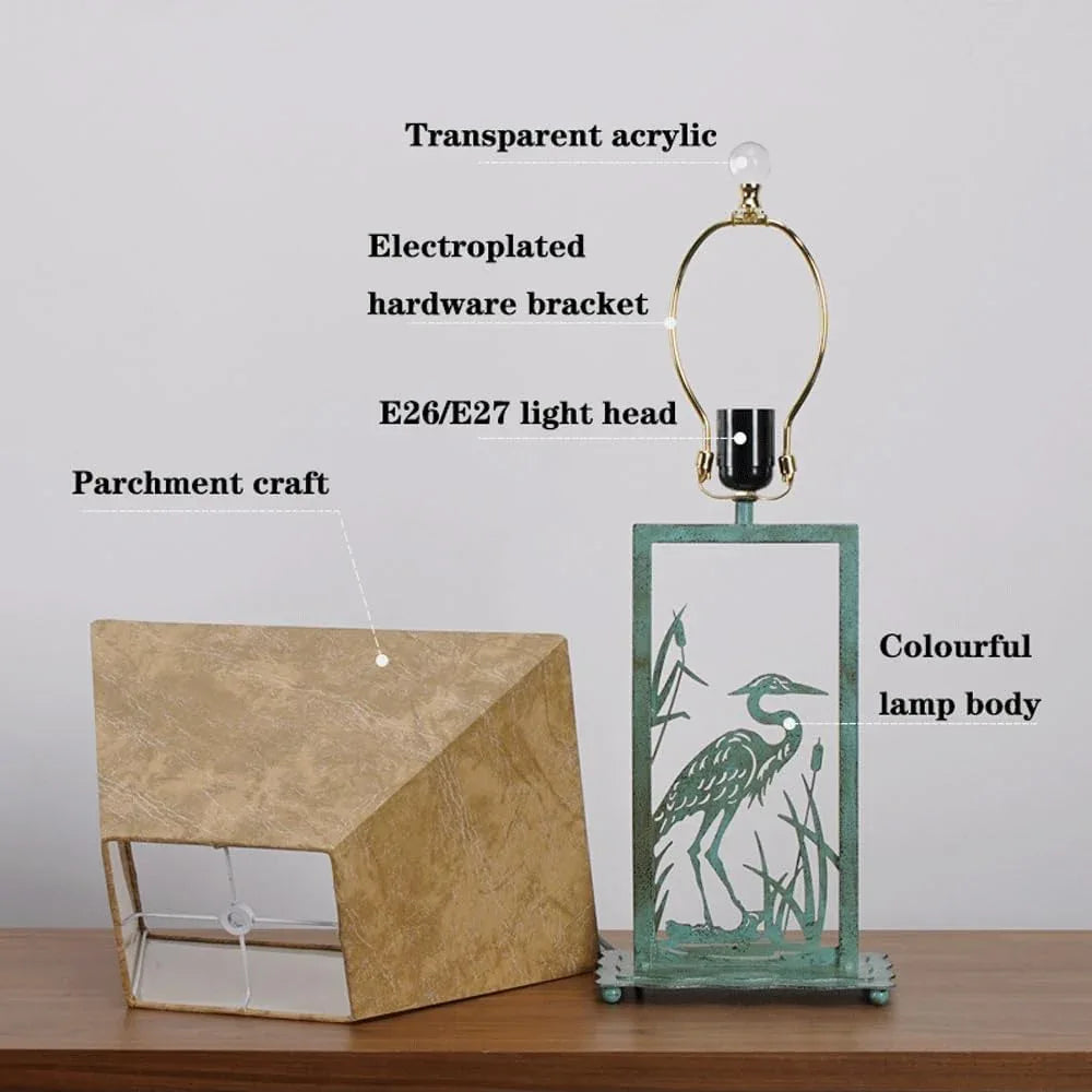 Audara-American Retro Dressing Table Bedroom Study Tea Room Desk Light Classic High-end Metal Parchment Desk Lamp Farmhouse Villa Restaurant Cafe Lighting Fixture Living Room Background Wall Table Lamp