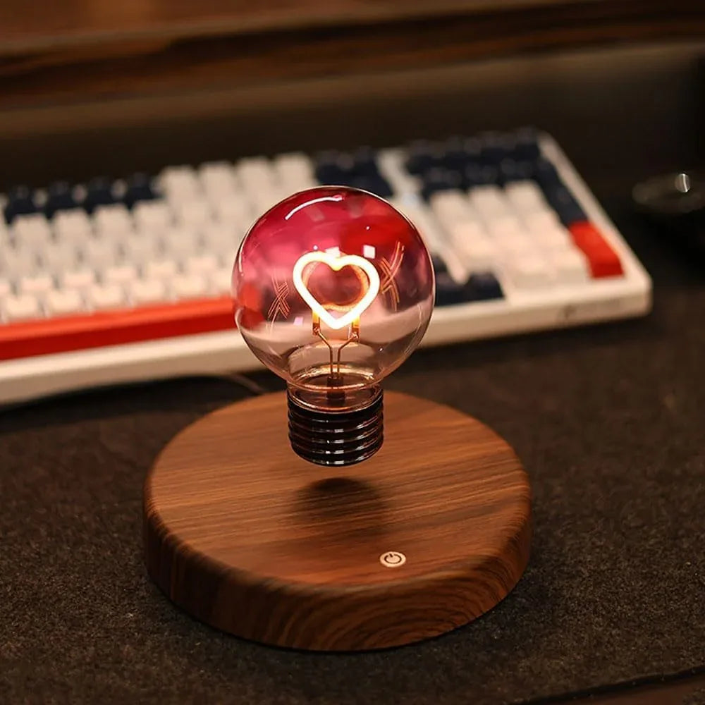 Audara-Luxury Bedroom Love Heart Shape Levitation Light Bulb Small Desk Light Business Gift Ambience Boys Girls Bedroom Study Desk Lamp Living Room Bar Office Table Lamp Cafe Decoration Lighting Fixture
