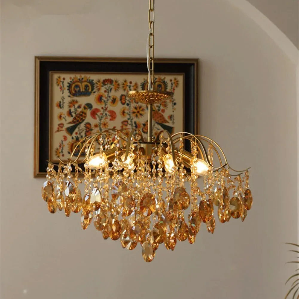 Audara-20-inch Crystal Chandeliers Chandeliers Suitable for Installation in Living Rooms, Bedrooms, Hotels, and Other Spaces Semi-Flush Mount Chandelier for Living Rooms Round Chandelier