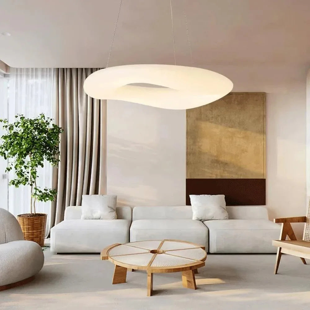 Audara-Italian Designer Cream Style Circle Pendant Light Modern Minimalist Dining Room Bedroom Hanging Lamp Three Colors Changing Light LED Chandelier Model House Light Luxury Creative Lighting Fixture
