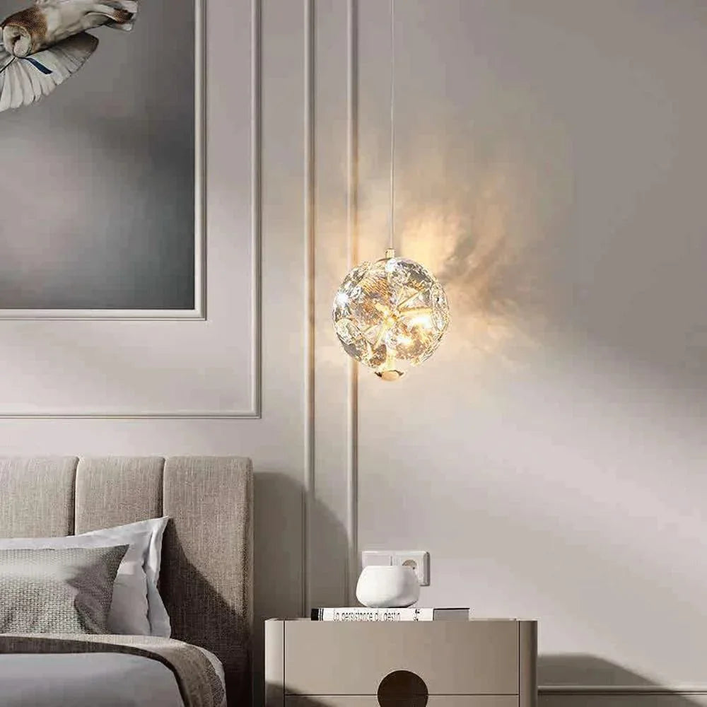Audara-Crystal Pendant Light, 6-inch Diamond Shape, Modern and Luxurious Style, Suitable for Lighting in Bedrooms, Hotels, Restaurants, Kitchen Islands, and Many Other Places.