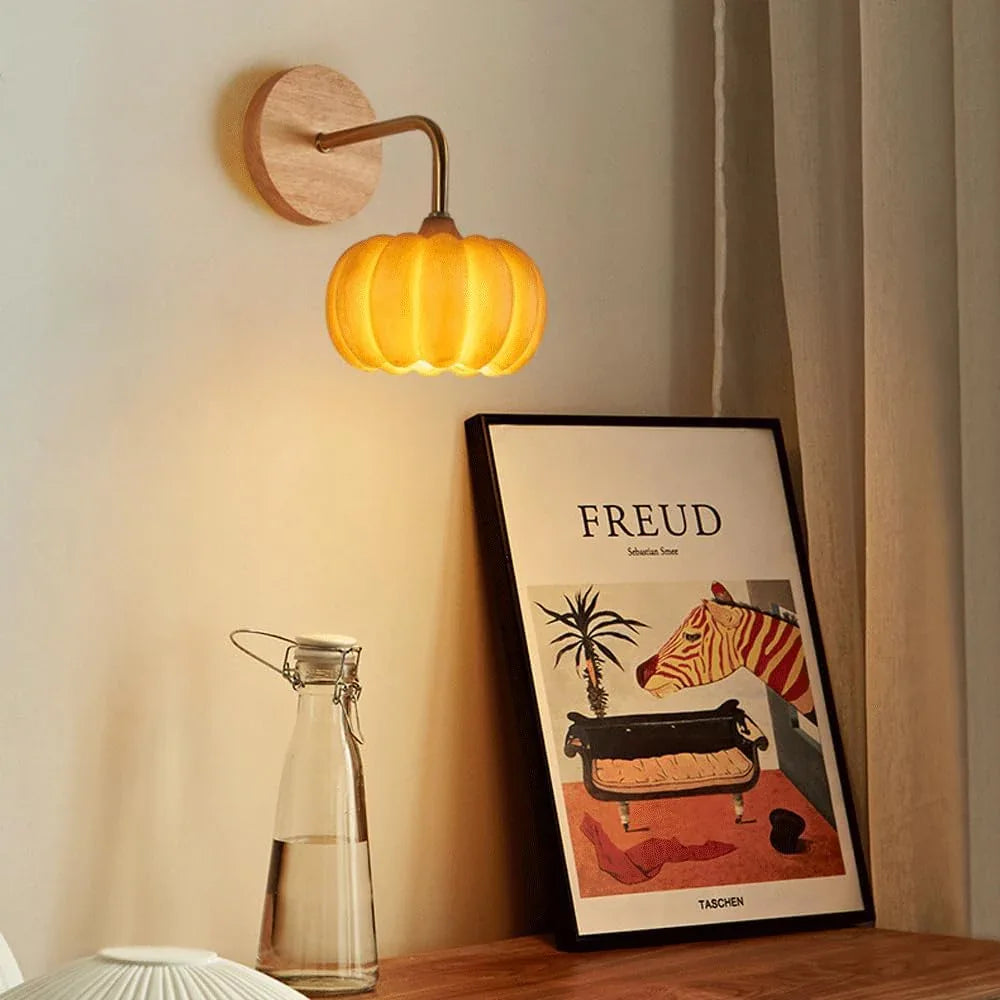 Audara-Japanese Pumpkin Log Style Wall Lamp Bedroom Bedside LED Wall Lights Creative Backdrop Resin Sconces Designer Premium Single Head Mounted Lighting Fixture